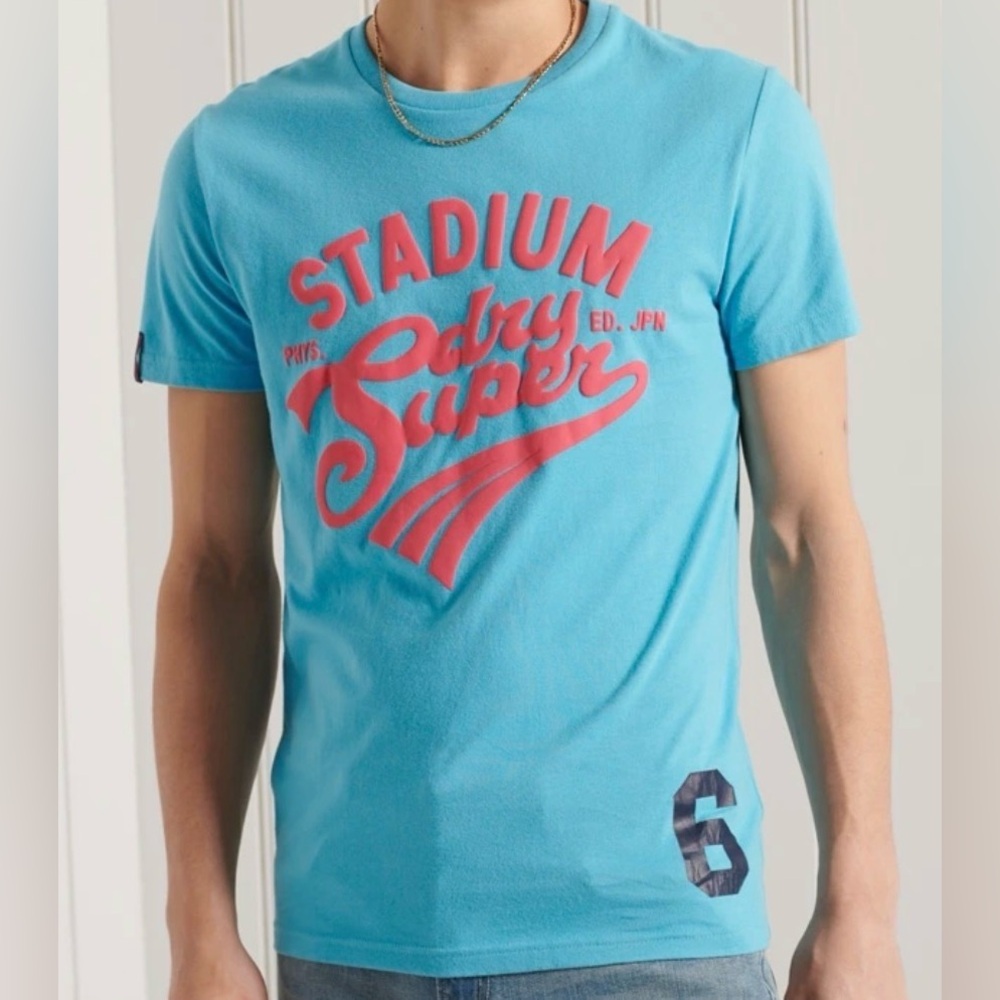 Superdry‎ Osaka COLLEGIATE Japan 2XL T-SHIRT Blue Puffy Logo 6 Men cotton Tee